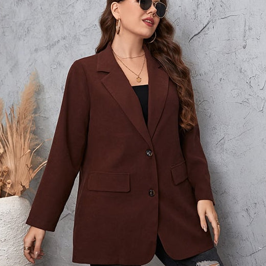 Damen Übergrößen-Einreiher-Blazer mit Klassischen Ärmeln