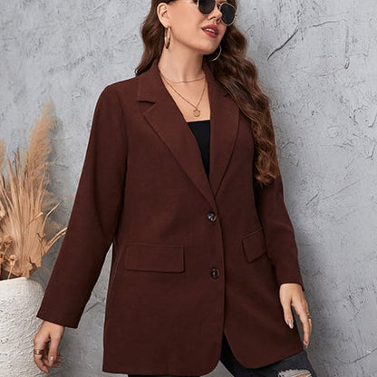 Damen Übergrößen-Einreiher-Blazer mit Klassischen Ärmeln