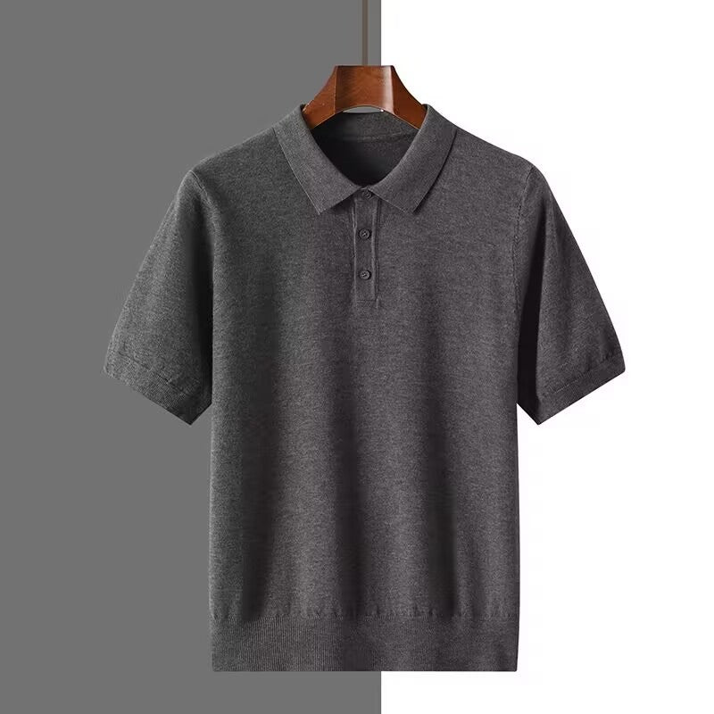 Herren Sommer Poloshirt Kurzarm Unifarbenes Design