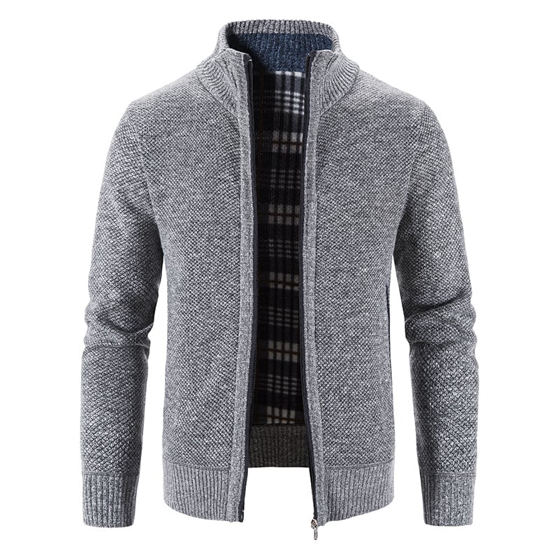 Men's Knit Cardigan Loose Fit Long Sleeve Open Design – Wool Blend