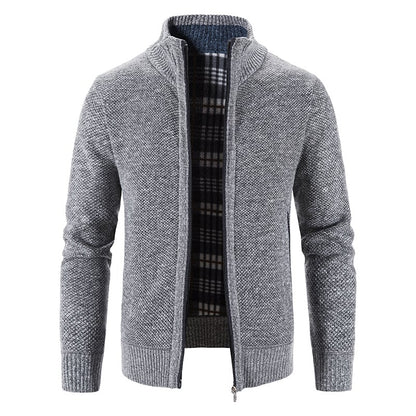 Men's Knit Cardigan Loose Fit Long Sleeve Open Design – Wool Blend