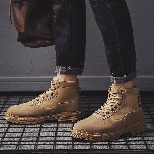 Herren Schnürstiefel Hoch mit Runder Zehenpartie und Strapazierfähiger Sohle