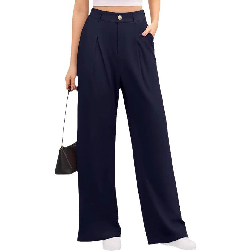 Women's stretch pants with high waist and wide leg