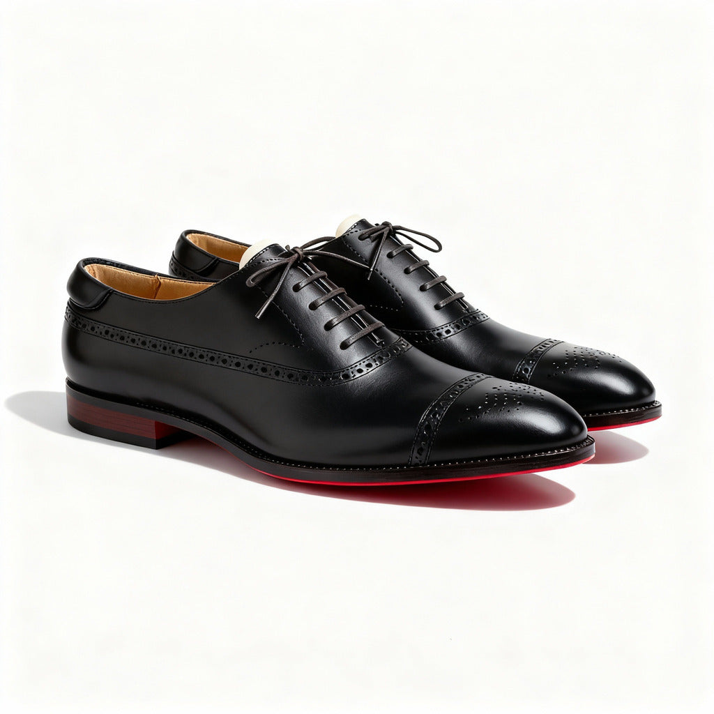 Herren-Oxfordschuhe Mit Brogue-Detail, Schnürschuhe, Formelle Schuhe In Lederoptik