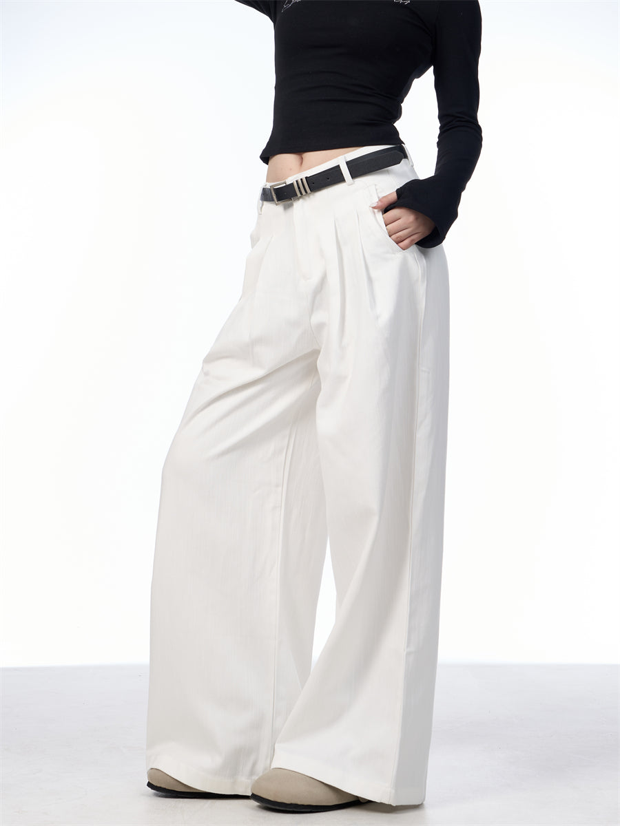 Damenhose mit hohem Bund, geradem Bein und weitem Bein – Retro-Design