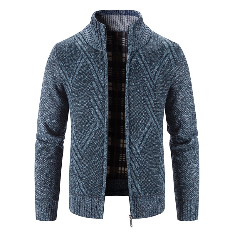 Men's Knit Cardigan Loose Fit Long Sleeve Open Design – Wool Blend