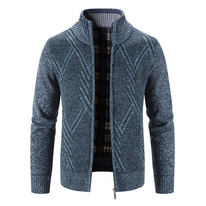 Men's Knit Cardigan Loose Fit Long Sleeve Open Design – Wool Blend