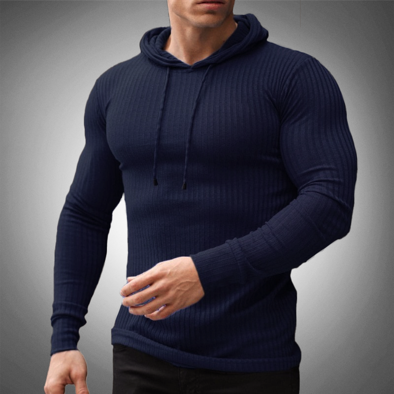 Herren Strickpullover mit Kapuze und Slim-Fit-Design