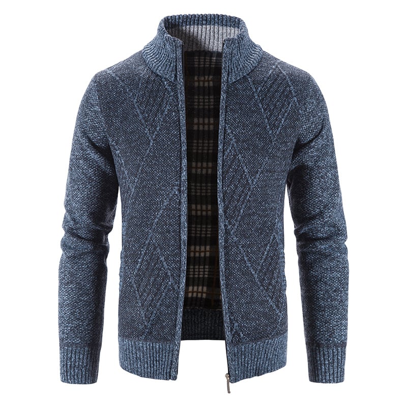 Men's Knit Cardigan Loose Fit Long Sleeve Open Design – Wool Blend