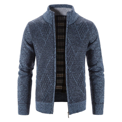 Men's Knit Cardigan Loose Fit Long Sleeve Open Design – Wool Blend