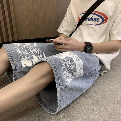 Herren-Jeansshorts, Lässige Passform, Europäischer Streetstyle