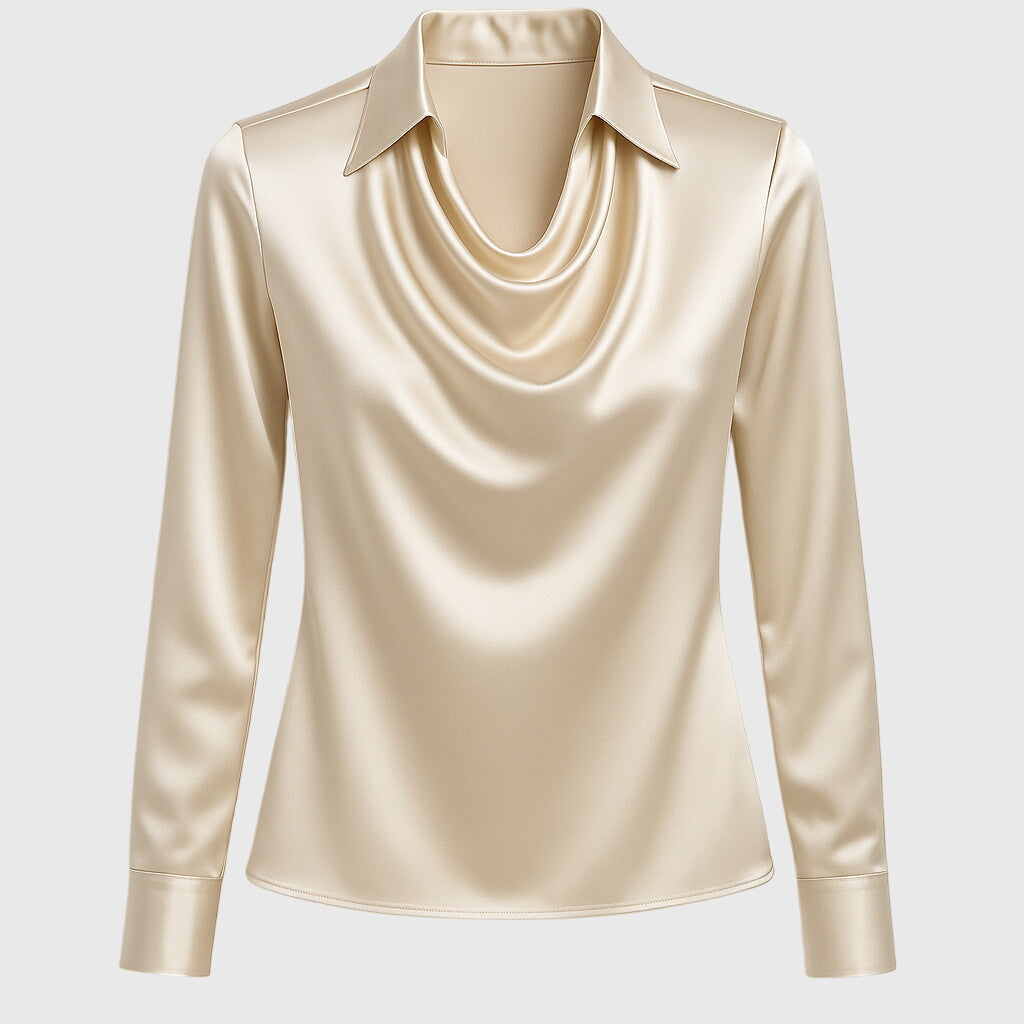 Damen Bluse mit Faltenausschnitt und Brusttasche