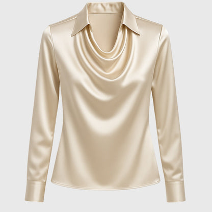 Damen Bluse mit Faltenausschnitt und Brusttasche