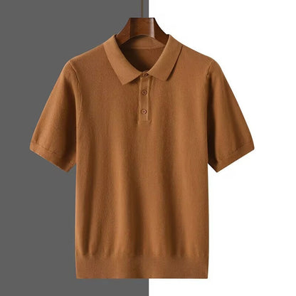 Herren Sommer Poloshirt Kurzarm Unifarbenes Design