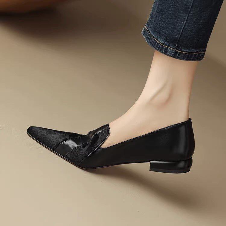 Damen-Slipper Mit Spitzer Zehenpartie, Flach Und Niedrig Geschnitten