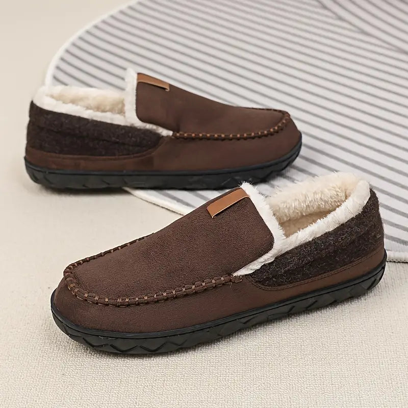 Men's Autumn Slip-On Shoes with Plush Lining, EVA Sole, and Non-Slip Outsole