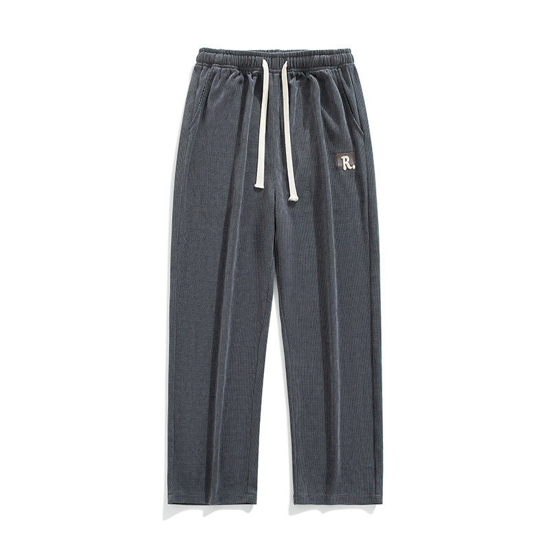 Herren-Geradehose Mit Drapierung, Einfarbig, Lockere Passform