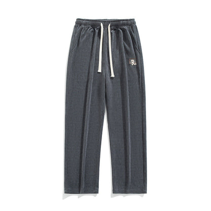 Herren-Geradehose Mit Drapierung, Einfarbig, Lockere Passform