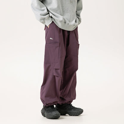 Herren Retro Fallschirmhose Mit Geradem Bein, Bündchen Am Knöchel, Mittelhoher Bund, Lockere Passform