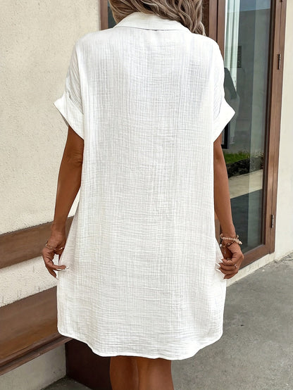 Damen Hemdblusenkleid mit Knopfleiste und Kragen