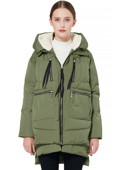 Damen Winterkapuzenjacke mit Steppung, Reißverschluss und Taschen