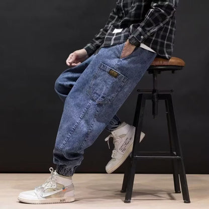 Herren Jeans mit geradem Bein und Cargotaschen – Mittlere Bundhöhe