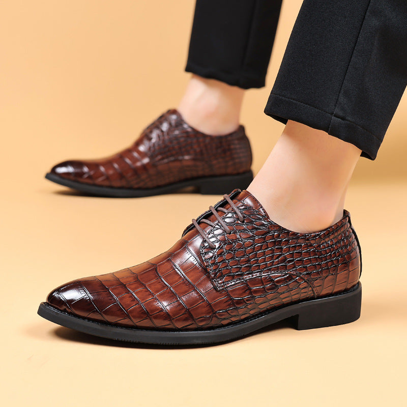 Herren Business Schnürschuhe mit Geprägtem Design – Spitz Zulaufende Form