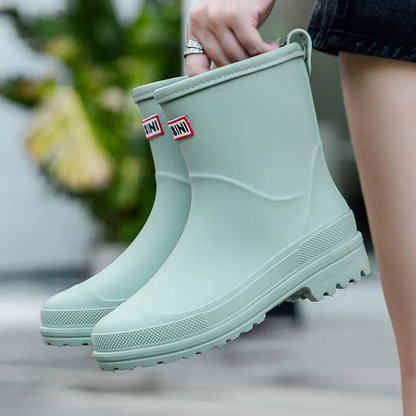 Paar wasserdichte Gummistiefel für Damen, passend für Regenwetter