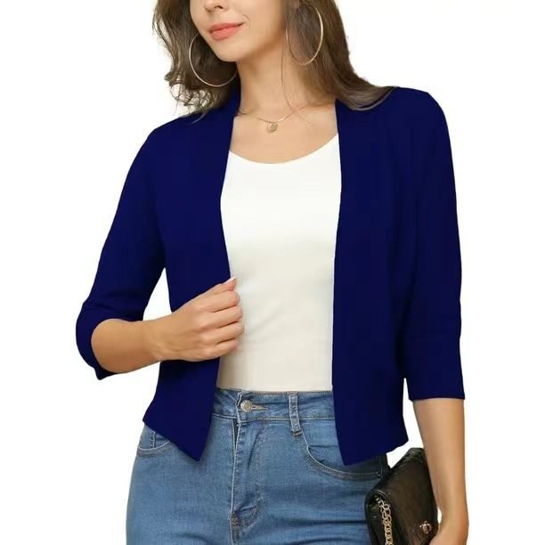 Damen-Cardigan mit Dreiviertelärmeln und offenem Design