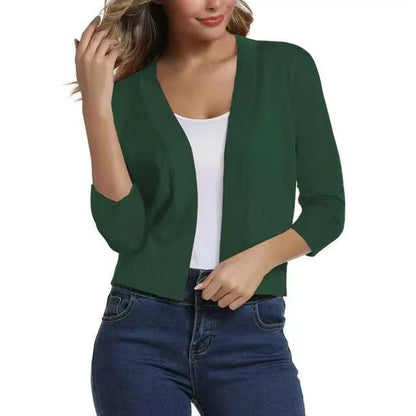 Kurze offene Strickjacke für Damen in der Gesamtansicht
