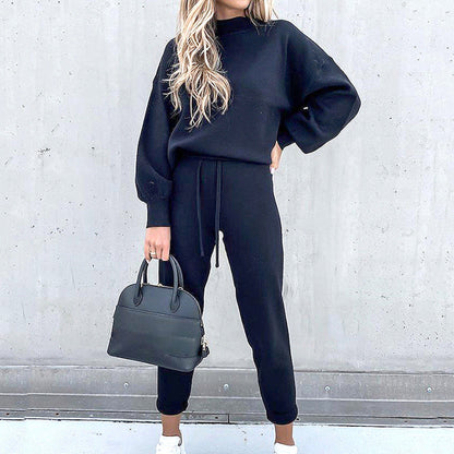 Damen Loungewear Set Zweiteilig Mit Rollkragen