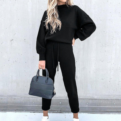 Damen Loungewear Set Zweiteilig Mit Rollkragen