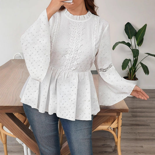 Damen Herbstliches Langarmhemd Mit Karomuster Und Animal-Print-Kontrast