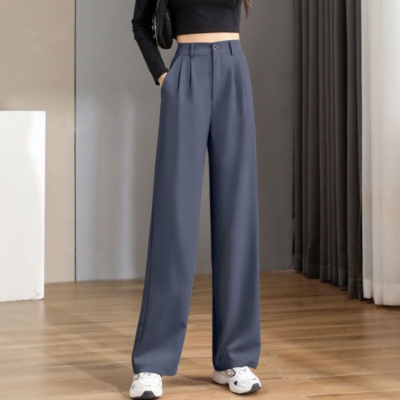 Damen-Hose mit geradem Bein und hohem Bund