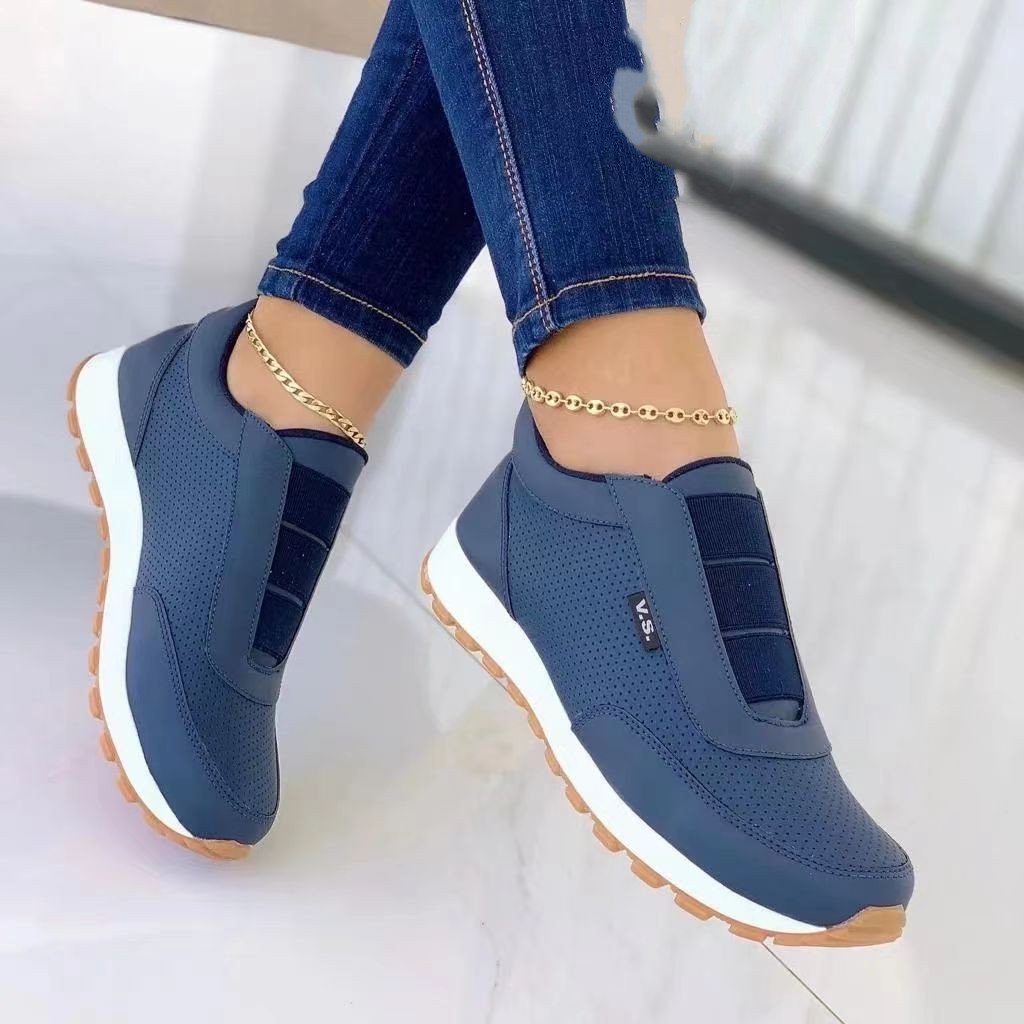 Women's flat sneakers with rounded toe – PU look