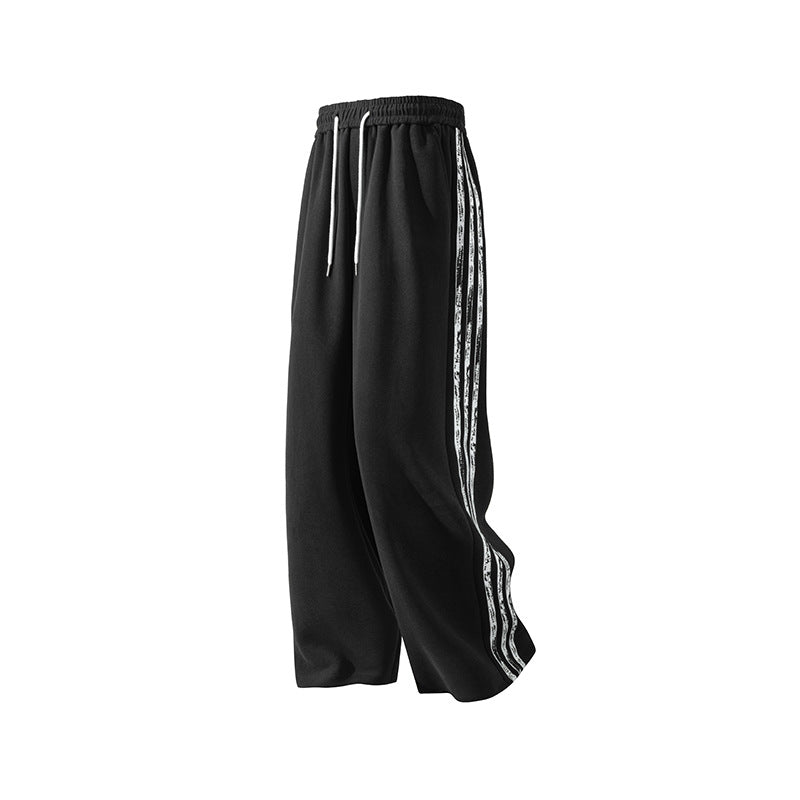 Herren Retro-Hose Mit Seitenstreifen, Geradem Bein, Drapiertem, Mittelhohem Bund Und Kordelzug