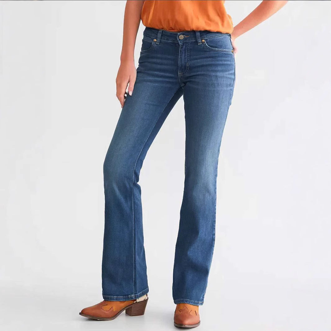 Damen Slim-Fit Skinny-Jeans, hochelastisch, Marineblau – Denim-Mix Stil