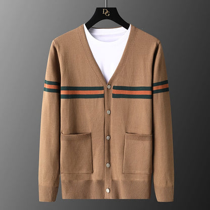 Men's Autumn Knitted Jacket with Ribbed Cuffs