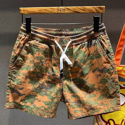 Herren Cropped Shorts, Gerader Schnitt, Lockeres Design, Farbblock