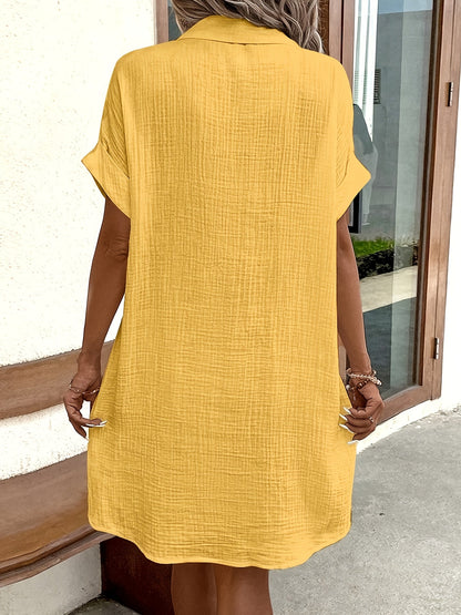 Damen Hemdblusenkleid mit Knopfleiste und Kragen