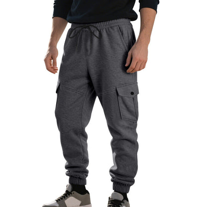 Men's Work Pants with Loose Leg Cuffs, Multiple Pockets, and Ankle Bands