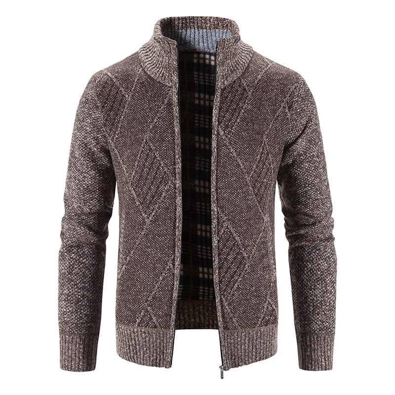 Men's Knit Cardigan Loose Fit Long Sleeve Open Design – Wool Blend