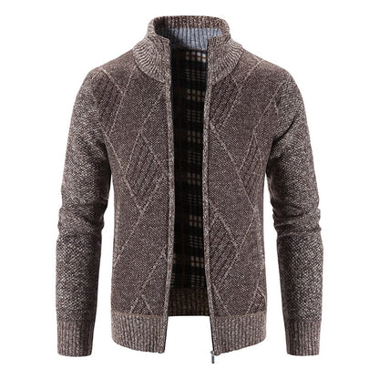 Men's Knit Cardigan Loose Fit Long Sleeve Open Design – Wool Blend