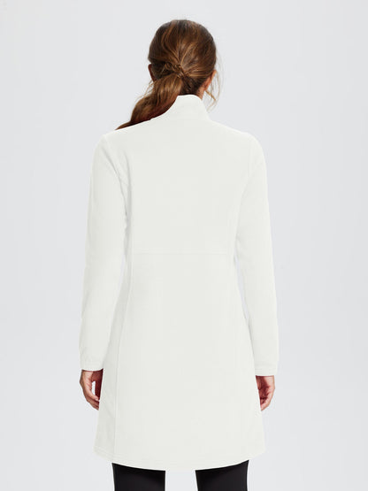 Women's Winter Tunic Dress with Quarter Zipper, High Collar, and Kangaroo Pocket