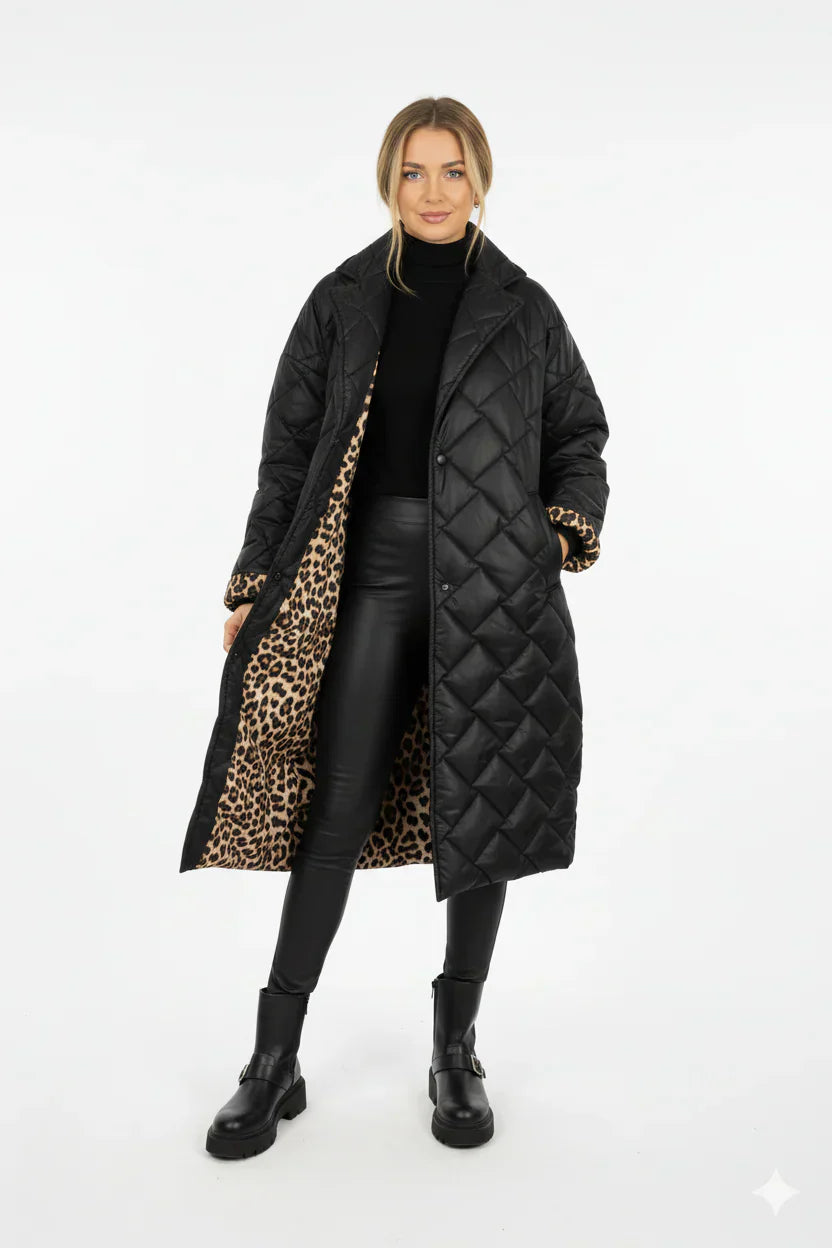 Damen Winter-Wende-Steppjacke Mit Bedrucktem Innenfutter