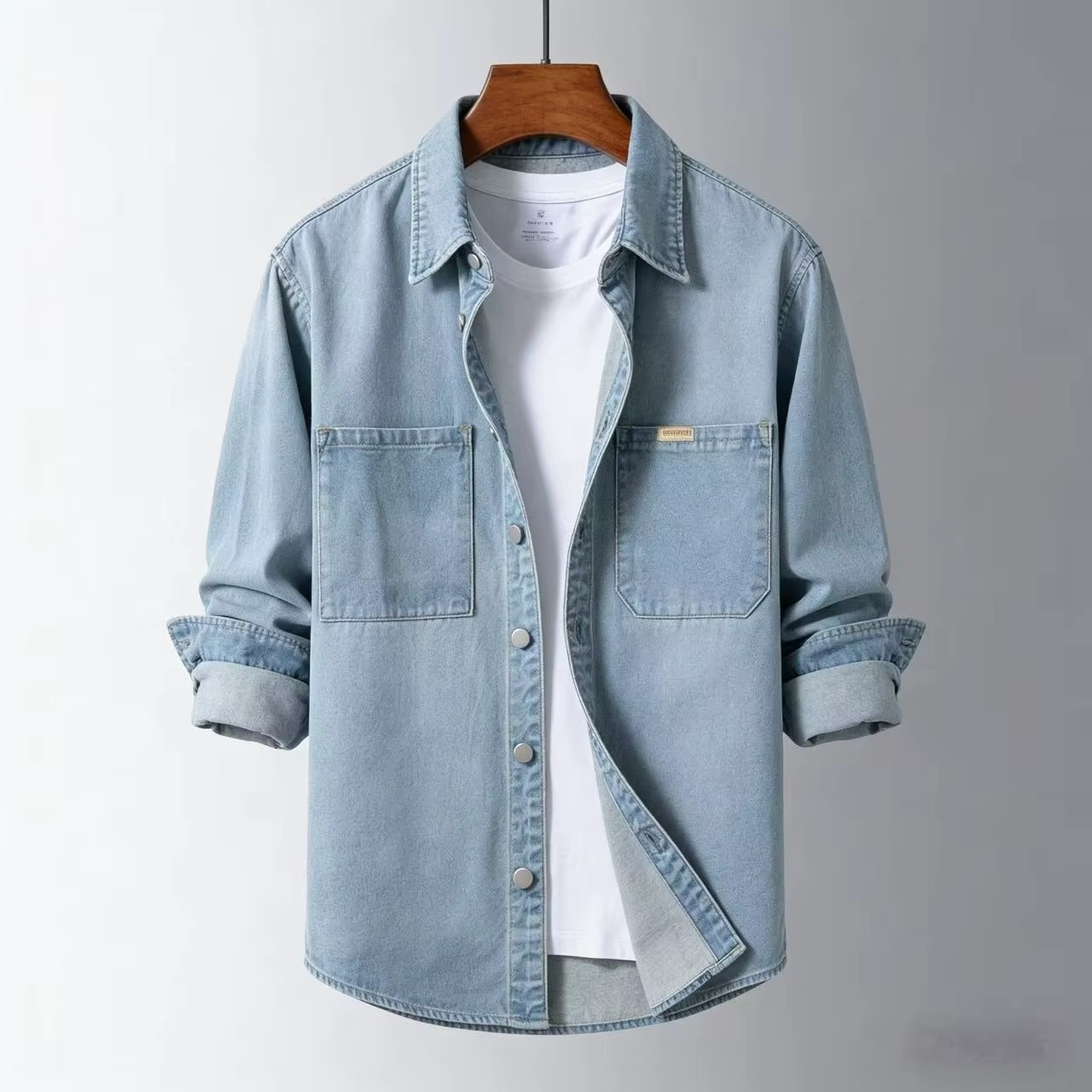 Herren Hemd im Denim Stil mit Knopfleiste – Brusttaschen Regular Fit