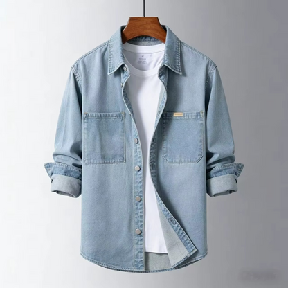 Herren Hemd im Denim Stil mit Knopfleiste – Brusttaschen Regular Fit