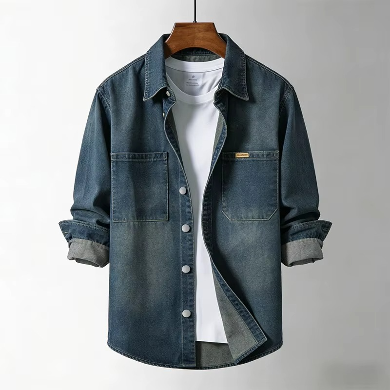 Herren Hemd im Denim Stil mit Knopfleiste – Brusttaschen Regular Fit