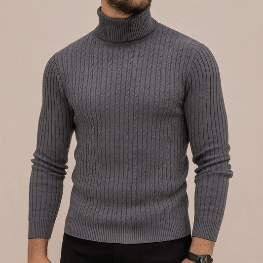 Herren Winter Rollkragenpullover aus Strickstoff