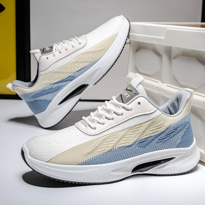 Men's lace-up sneakers with low-top design and rounded toe area